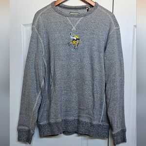 Tommy Bahama NFL Minnesota Vickings Gray Crewneck Sweater Size Large 100% Cotton